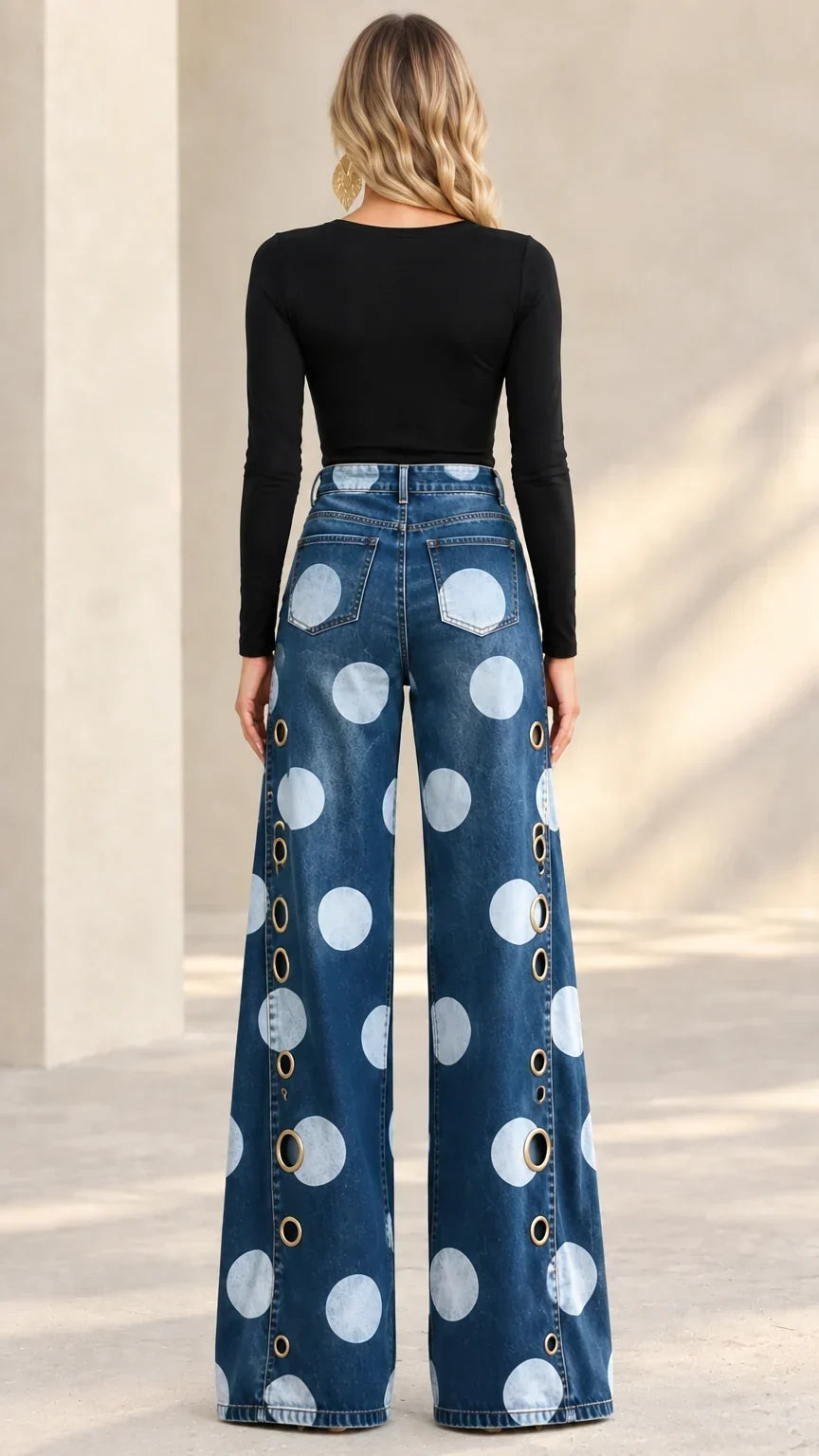 Viola | Women's Wide-Leg Polka-Dot Jeans