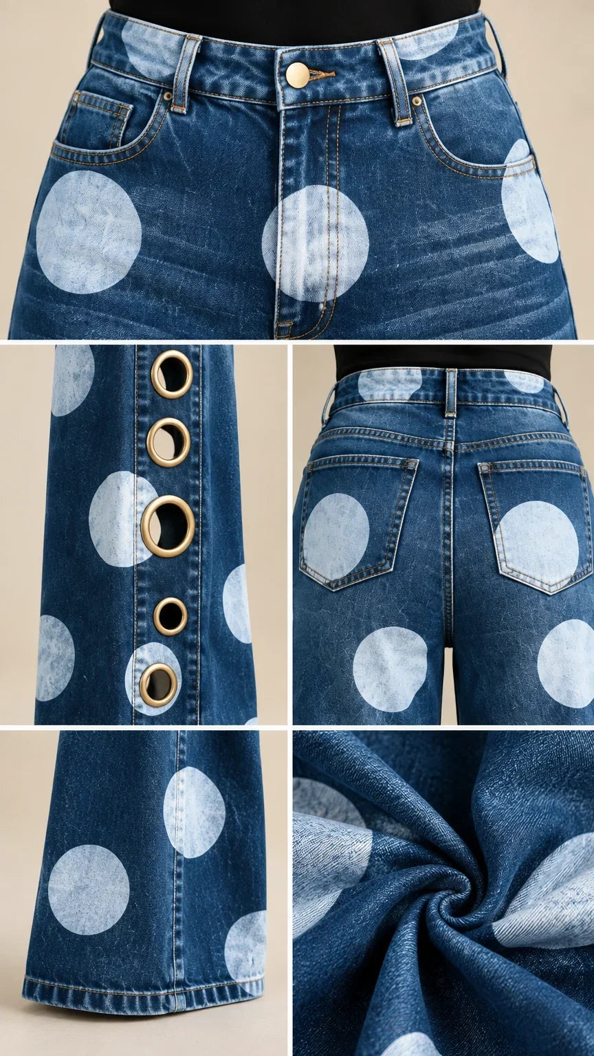 Viola | Women's Wide-Leg Polka-Dot Jeans
